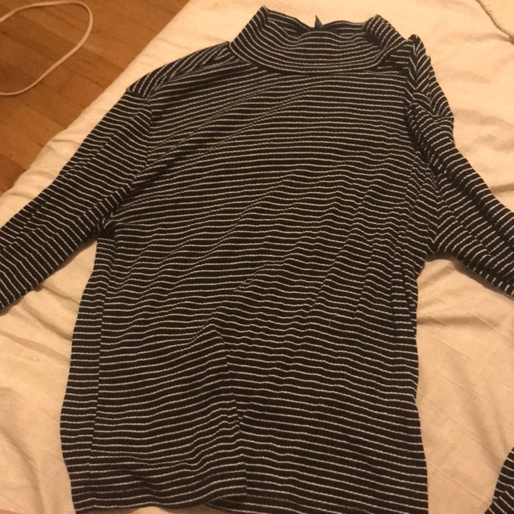 Cropped striped turtle neck